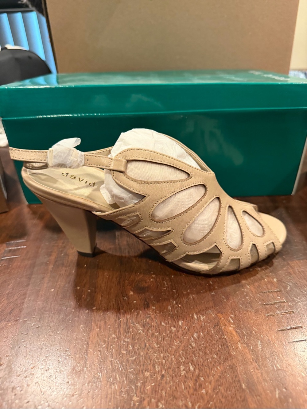 David Tate Women’s Marlena Cage Heeled Sandals Nude Suede Size 7 M US